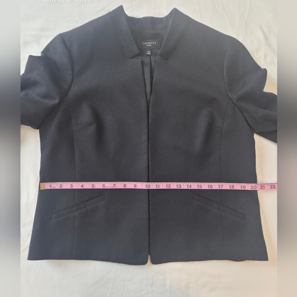 ​Talbots 14P Black Wool Blend Open Front Blazer - Professional Petite Jacket - Picture 5 of 9